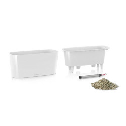 Pot de table Delta 10 - kit complet, blanc brillant 30 cm - LECHUZA