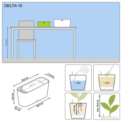 Pot de table Delta 10 - kit complet, blanc brillant 30 cm - LECHUZA