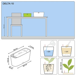 Pot de table Delta 10 - kit complet, rouge scarlet brillant 30 cm - LECHUZA