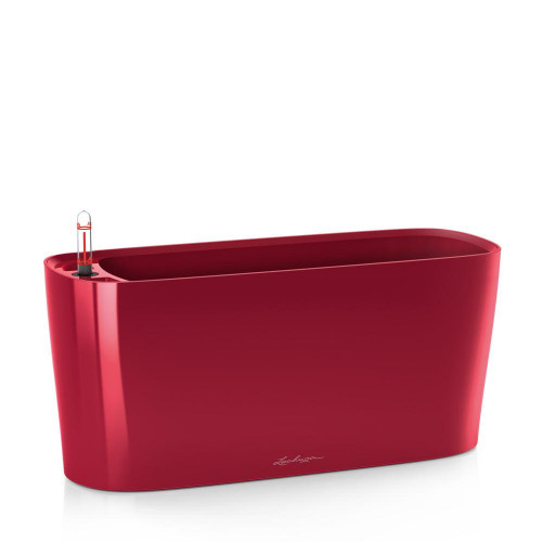 Pot de table Delta 20 - kit complet, rouge scarlet brillant 40 cm - LECHUZA