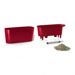 Pot de table Delta 20 - kit complet, rouge scarlet brillant 40 cm - LECHUZA