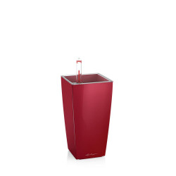 Pot de table Mini-Cubi - kit complet, rouge scarlet brillant 18 cm - LECHUZA