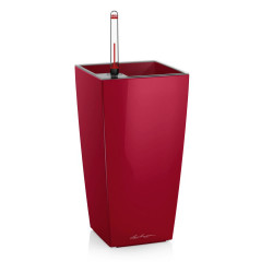 Pot de table Maxi-Cubi - kit complet, rouge scarlet brillant 26 cm - LECHUZA