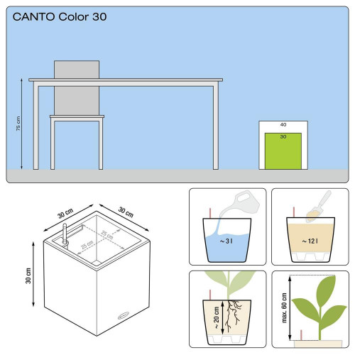 Pot Canto Color 30, noir graphite 3 L 30 cm - LECHUZA