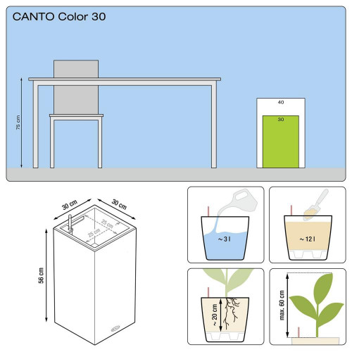 Pot Canto Color 56, noir graphite 3 L 56 cm - LECHUZA