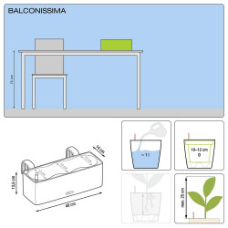 Pot Balconissima Color, gris ardoise alimentation par mèche 40 cm - LECHUZA