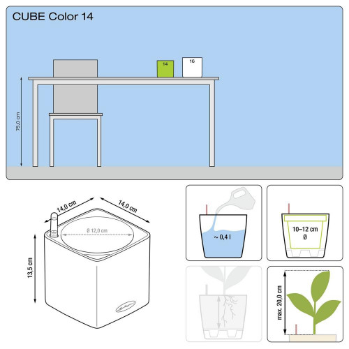 CUBE Color 14 - Kit Complet, blanc 14 cm - LECHUZA