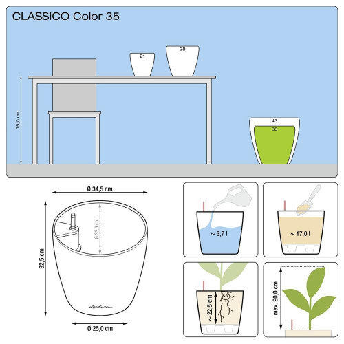 Classico Color 35 - kit complet, blanc Ø 35 X 33 - LECHUZA