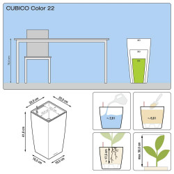 Cubico Color 22 - kit complet, blanc 2 L 41 cm - LECHUZA