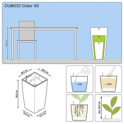 Cubico Color 30 - kit complet, blanc 4 L 56 cm - LECHUZA