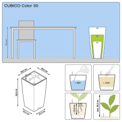 Cubico Color 30 - kit complet, gris ardoise 4 L 56 cm - LECHUZA