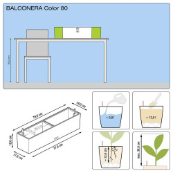 Pot Balconera Color 80 - kit complet, gris ardoise - 80 cm - LECHUZA
