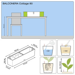 Pot Balconera Cottage 80 - kit complet, blanc - 80 cm - LECHUZA