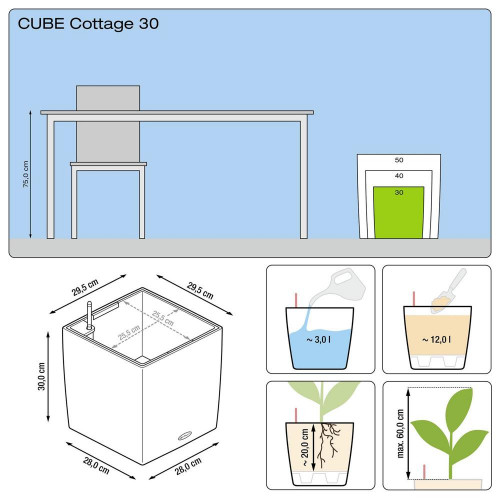 Cube Cottage 30 - kit complet, blanc 30 cm - LECHUZA