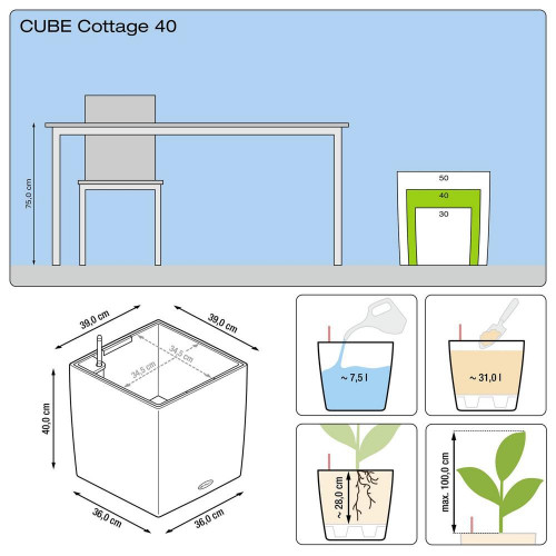 Cube Cottage 40 - kit complet, blanc 40 cm - LECHUZA