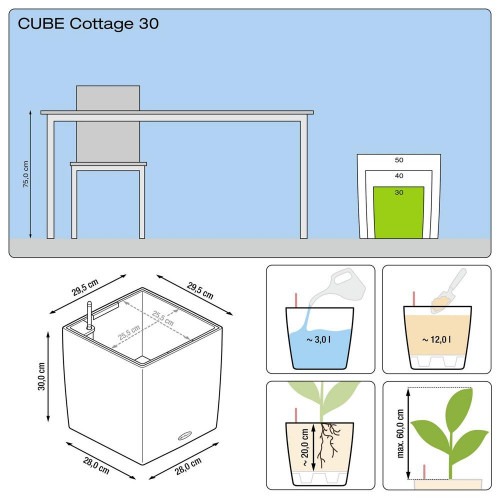 Cube Cottage 30 - kit complet, moka 30 cm - LECHUZA