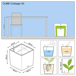 Cube Cottage 40 - kit complet, moka 40 cm - LECHUZA