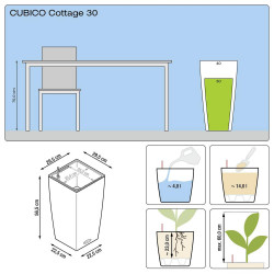 Cubico Cottage 30 - kit complet, blanc 56 cm - LECHUZA