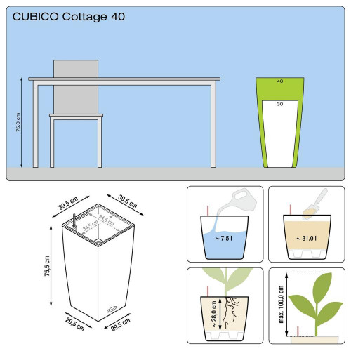 Cubico Cottage 40 - kit complet, moka 75 cm - LECHUZA