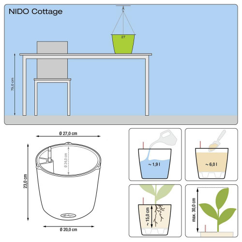 Nido Cottage 28 - kit complet, blanc Ø 27 x 23 - LECHUZA