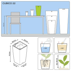 Cubico Premium 22 - kit complet, blanc brillant 41 cm - LECHUZA