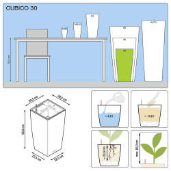 Cubico Premium 30 - kit complet,argent métallisé 56 cm - LECHUZA