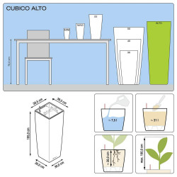 Cubico alto Premium 40 - Kit complet, anthracite métallisé 105 cm - LECHUZA