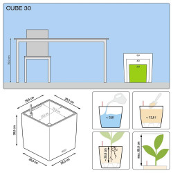 Cube Premium 30 - Kit Complet, blanc brillant 30 cm - LECHUZA
