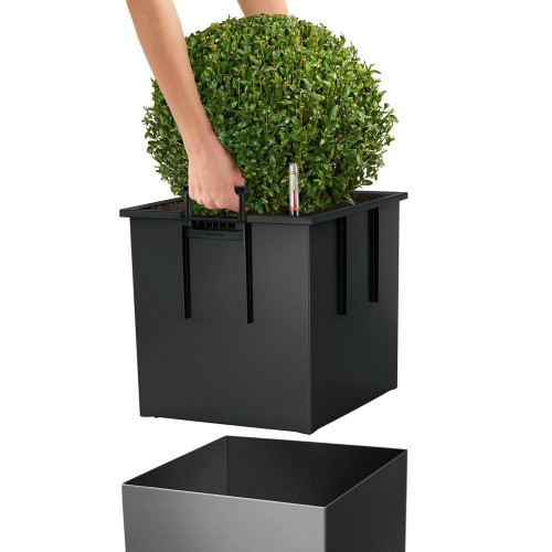 Cube Premium 30 - Kit Complet, noir brillant 30 cm - LECHUZA