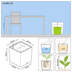 Cube Premium 30 - Kit Complet, taupe brillant 30 cm - LECHUZA