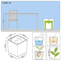 Cube Premium 40 - kit complet, taupe brillant 40 cm - LECHUZA