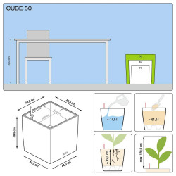 Cube Premium 50 - Kit Complet, argent metallisé 50 cm - LECHUZA
