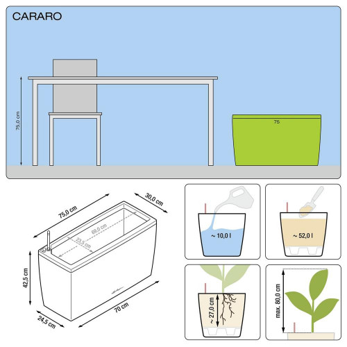 Cararo Premium - kit complet, blanc brillant 75 cm - LECHUZA