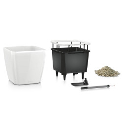 Pot Quadro Premium LS 21 - kit complet, blanc brillant 21 cm - LECHUZA