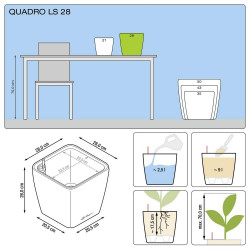 Pot Quadro Premium LS 28 - kit complet, anthracite métallisé 28 cm - LECHUZA