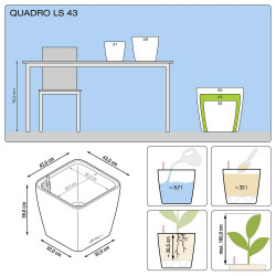 Pot Quadro Premium LS 43 - kit complet, anthracite métallisé 43 cm - LECHUZA