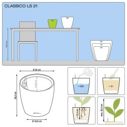 Classico Premium LS 21 - kit complet, blanc brillant Ø 21 X 20 - LECHUZA