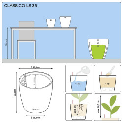 Classico Premium LS 35 - kit complet, blanc brillant Ø 35 X 33 - LECHUZA