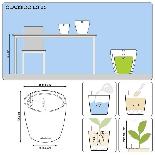 Classico Premium LS 35 - kit complet, blanc brillant Ø 35 X 33 - LECHUZA