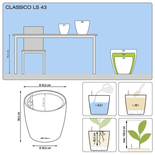 Classico Premium LS 43 - kit complet, blanc brillant Ø 43 X 40 - LECHUZA