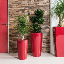 Pot Rondo Premium 40 - kit complet, rouge scarlet brillant Ø 40 cm - LECHUZA