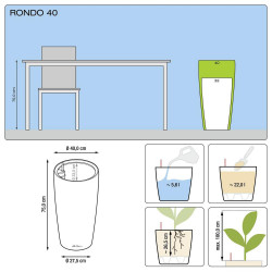 Pot Rondo Premium 40 - kit complet, argent métallisé Ø 40 cm - LECHUZA