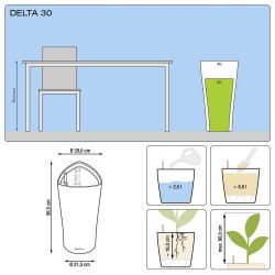 Delta Premium 30 - kit complet, blanc brillant 56 cm - LECHUZA