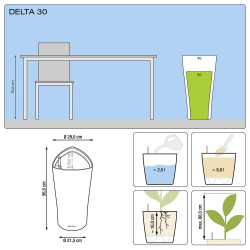 Delta Premium 30 - kit complet, anthracite métallisé 56 cm - LECHUZA