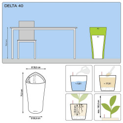 Delta Premium 40 - kit complet, anthracite métallisé 75 cm - LECHUZA