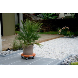 Support à roulettes bois rond "Flora Roll Lasure" - 50 cm - NORTENE 