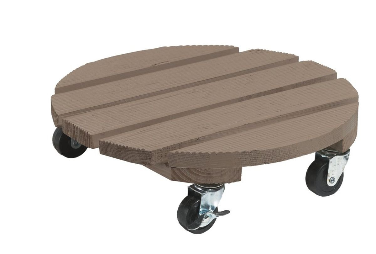 Support à roulettes bois Flora Roll Color - Taupe - 30 cm