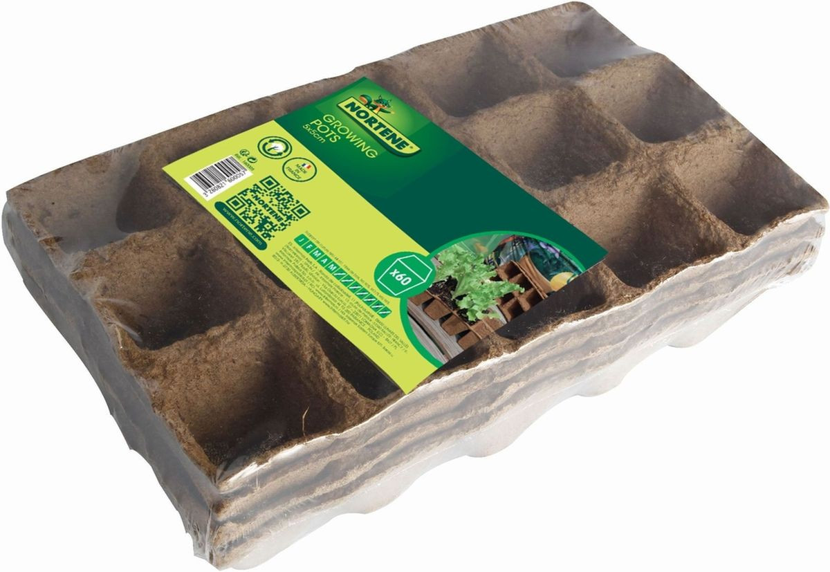 60 godets pour semis Growing Pots - 100 % biodégradables - 5 x 5 cm
