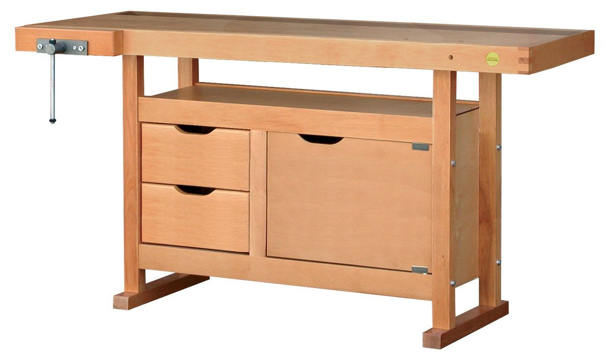 Etabli bois 2 tiroirs 1 porte - H 0,82 x l 0,50 x L 1,50 m