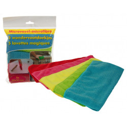 Jeu de 5 lavettes microfibres 30 x 30 cm couleurs assorties de marque OUTIFRANCE , référence: B4772000